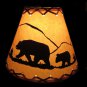 9" FAUX OILED KRAFT LACED CLIP-ON WITH BEAR SCENE
