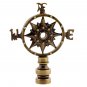 ANTIQUE BRASS COMPASS LAMP SHADE FINIAL