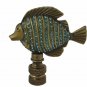 AEGEAN BLUE FISH W/ ANTIQUE BRASS BASE LAMP SHADE FINIAL