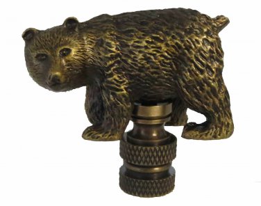 Antique brass walking bear lamp shade finial