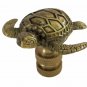 SMALL SEA TURTLE LAMP SHADE FINIAL ANTIQUE BRASS (Finial thread)