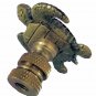 SMALL SEA TURTLE LAMP SHADE FINIAL ANTIQUE BRASS (Finial thread)
