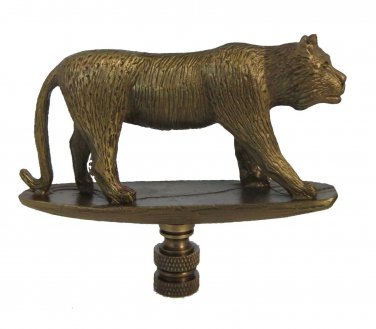 TIGER STANDING ANTIQUE BRASS LAMP SHADE FINIAL
