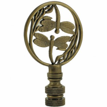 DOUBLE DRAGON LAMP SHADE FINIAL ANTIQUE BRASS   #27