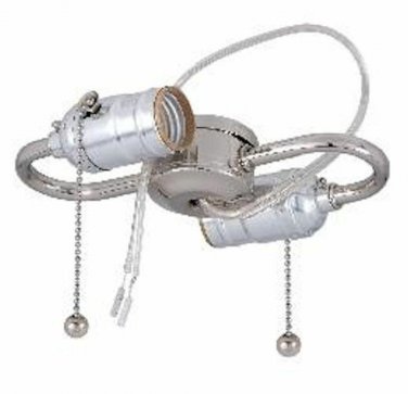Pre-wired 2-lite PULL-CHAIN s-arm NICKEL-PLATED s-arm w/ standard-based sockets