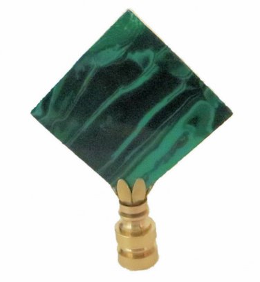 MALACHITE SQUARE LAMP SHADE FINIAL WITH BRASS SWIVEL BASE #50
