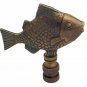 LARGE FISH LAMP SHADE FINIAL ANTIQUE BRASS- finial thread