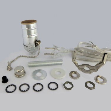 SILVER LAMP KITS- OFF/ON PULL-CHAIN, 8' SILVER CORD, NECK  TD-397PC