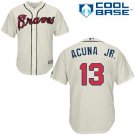 MEN Braves #13 Ronald Acuna Jr. Cream Cool Base Stitched  Baseball Jersey