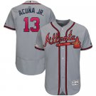 Men's Atlanta Braves #13 Ronald Acuna Jr Gray 150th Patch Flexbase Jersey