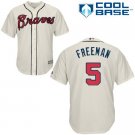Men's Majestic Atlanta Braves #5 Freddie Freeman Replica Cream Alternate 2 Cool Base MLB Jersey