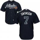 Men's Majestic Atlanta Braves #7 Dansby Swanson Replica Blue Alternate Road Cool Base MLB Jersey