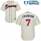 Men's Majestic Atlanta Braves #7 Dansby Swanson Replica Cream Alternate 2 Cool Base MLB Jersey