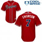 Men's Majestic Atlanta Braves #7 Dansby Swanson Replica Red Alternate Cool Base MLB Jersey