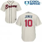 Men's Majestic Atlanta Braves #10 Chipper Jones Replica Cream Alternate 2 Cool Base MLB Jersey