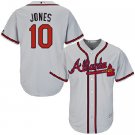 Men's Majestic Atlanta Braves #10 Chipper Jones Replica Grey Road Cool Base MLB Jersey