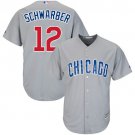 Men's Chicago Cubs 12 Kyle Schwarber Replica Grey  Baseball Jersey