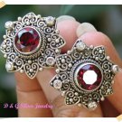Antique Subeng Bali Silver Earrings Garnet and Zircon Stone original from Bali Indonesia