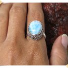 Best Seller Antique  Adjustable Bali Silver Ring Natural Stone Larimar from Bali Indonesia