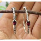 Antique Silver Earrings, Hoop Earrings With Stone Garnet original from Bali Indonesia