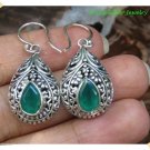 Antique Silver  Bali Earrings with EMERALD / Emerald (Original) Stone from Bali Indonesia
