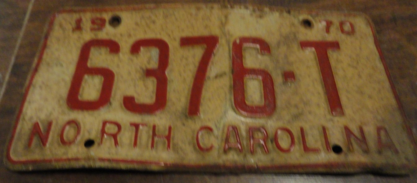 1970 6376 T North Carolina license plate