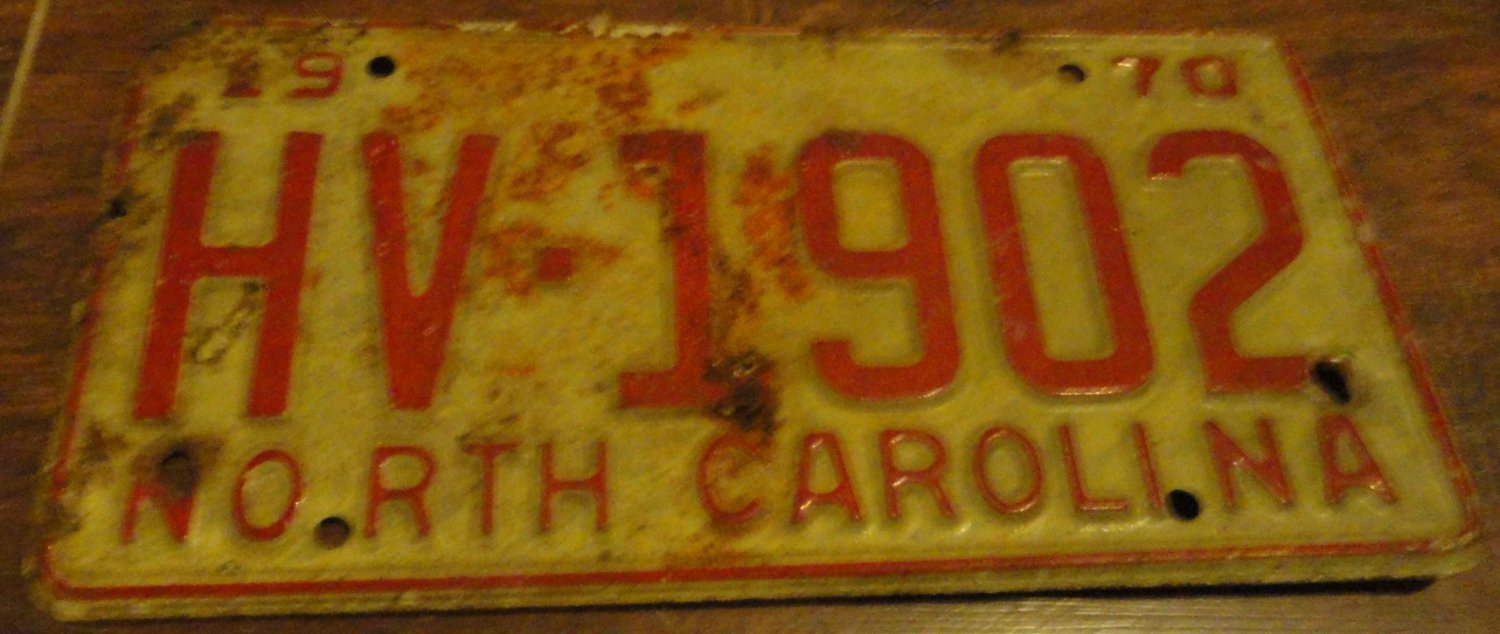 1970 HV 1902 North Carolina license plate