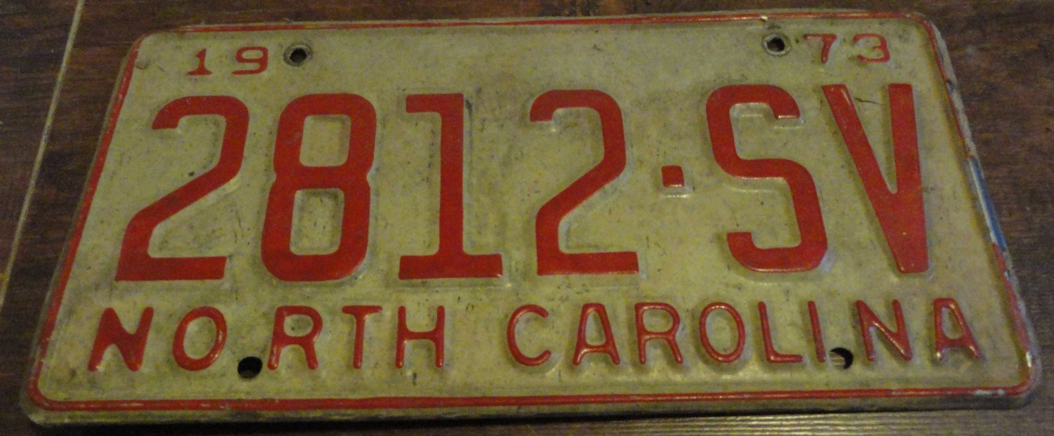 1973 2812 SV North Carolina license plate