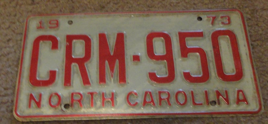 1973 CRM 950 North Carolina license plate