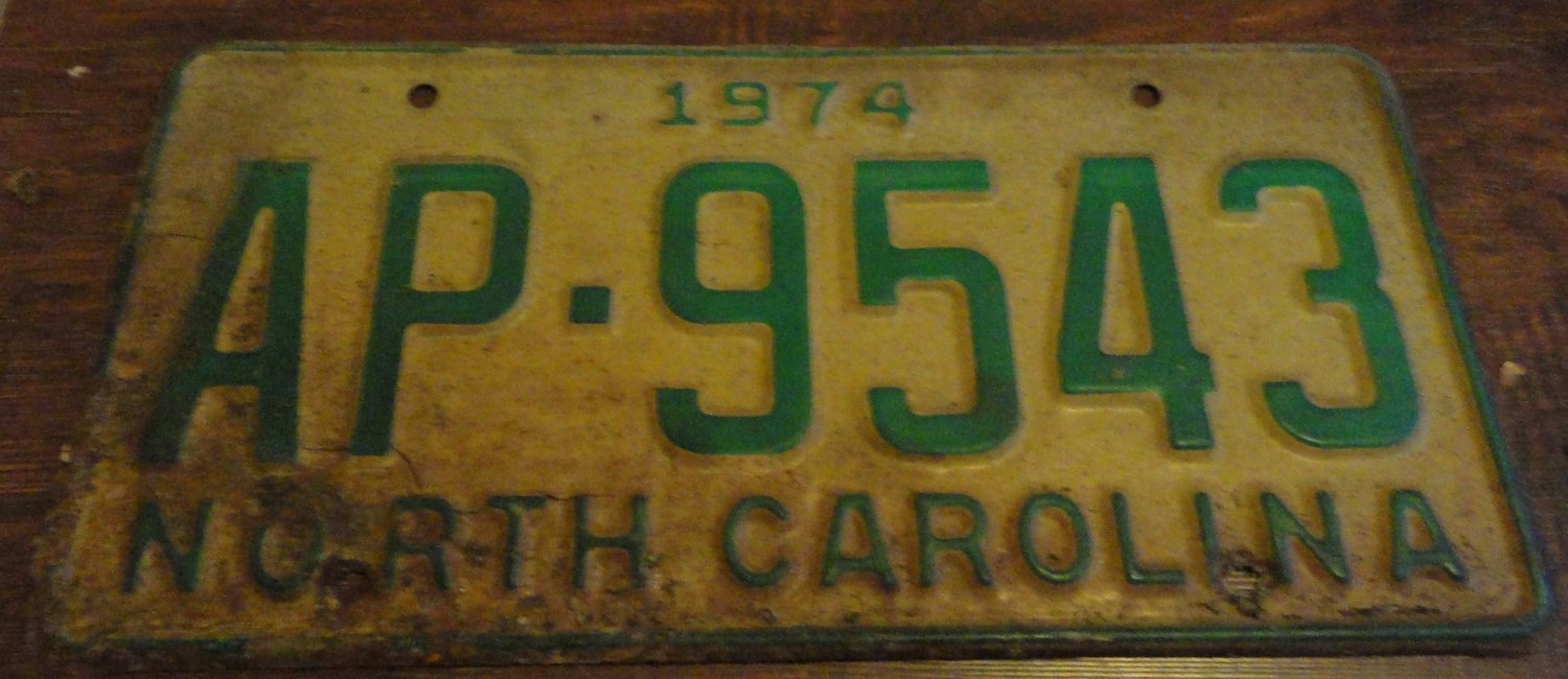 1974 AP 9543 North Carolina license plate