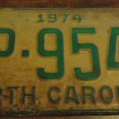 1974 North Carolina license plate AP 9543