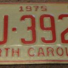 1975 North Carolina passenger truck license plate AJ 3922