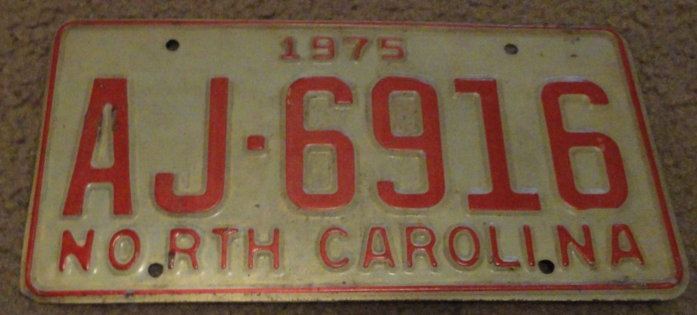 1975 AJ 6916 North Carolina license plate