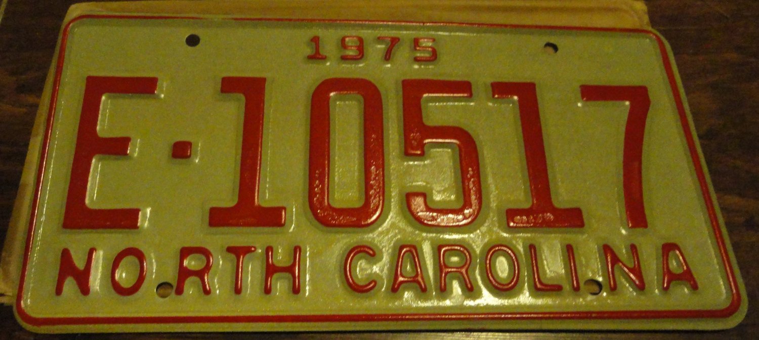 NOS 1975 E 10517 North Carolina license plate new old stock