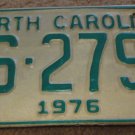 1976 North Carolina passenger truck license plate AS 2792