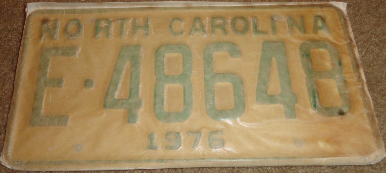NOS 1976 North Carolina license plate E 48648 new old stock