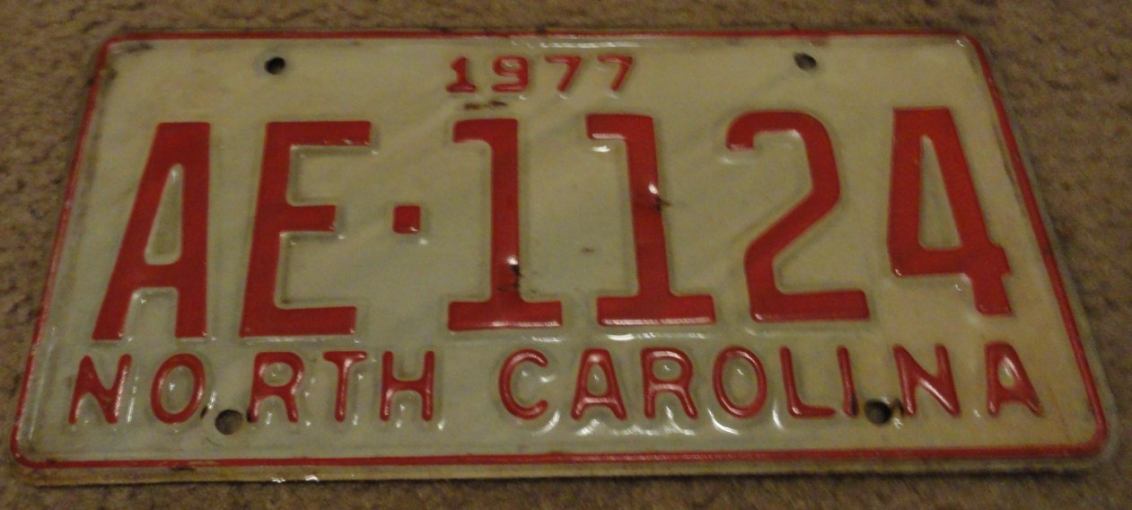 1977 AE 1124 North Carolina license plate