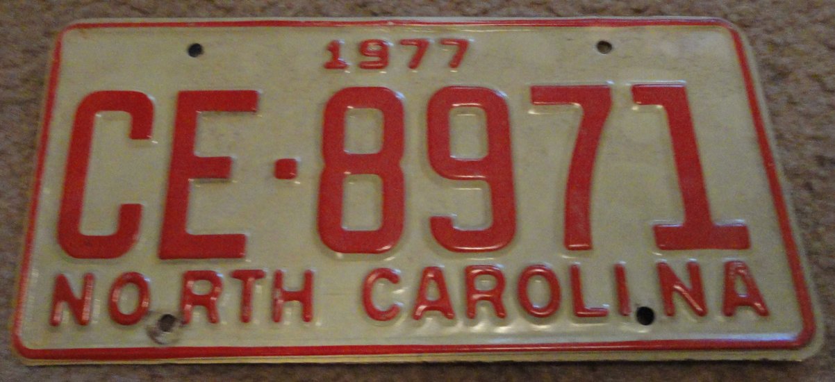1977 CE 8971 North Carolina license plate