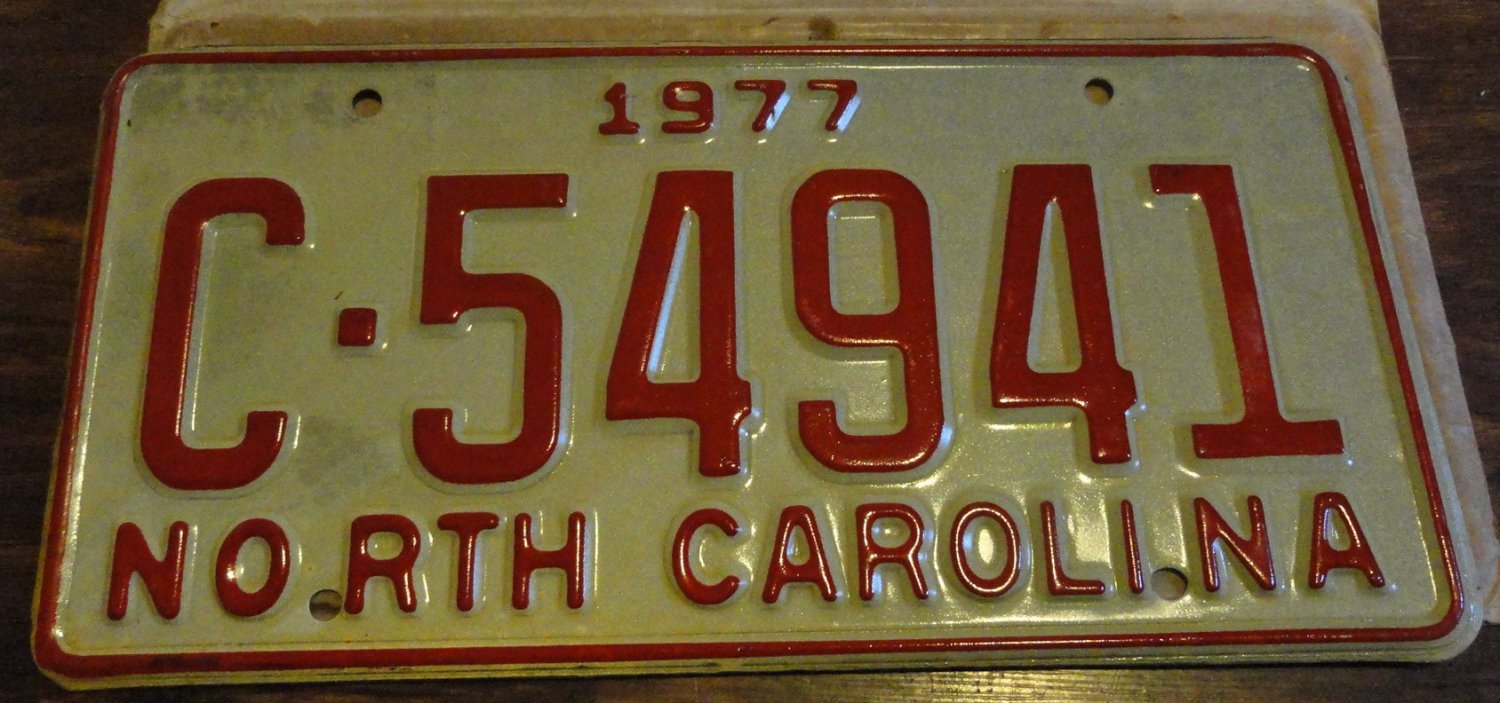 NOS 1977 C 54941 North Carolina license plate new old stock