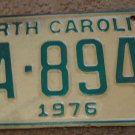 1976 North Carolina license plate CA 8945