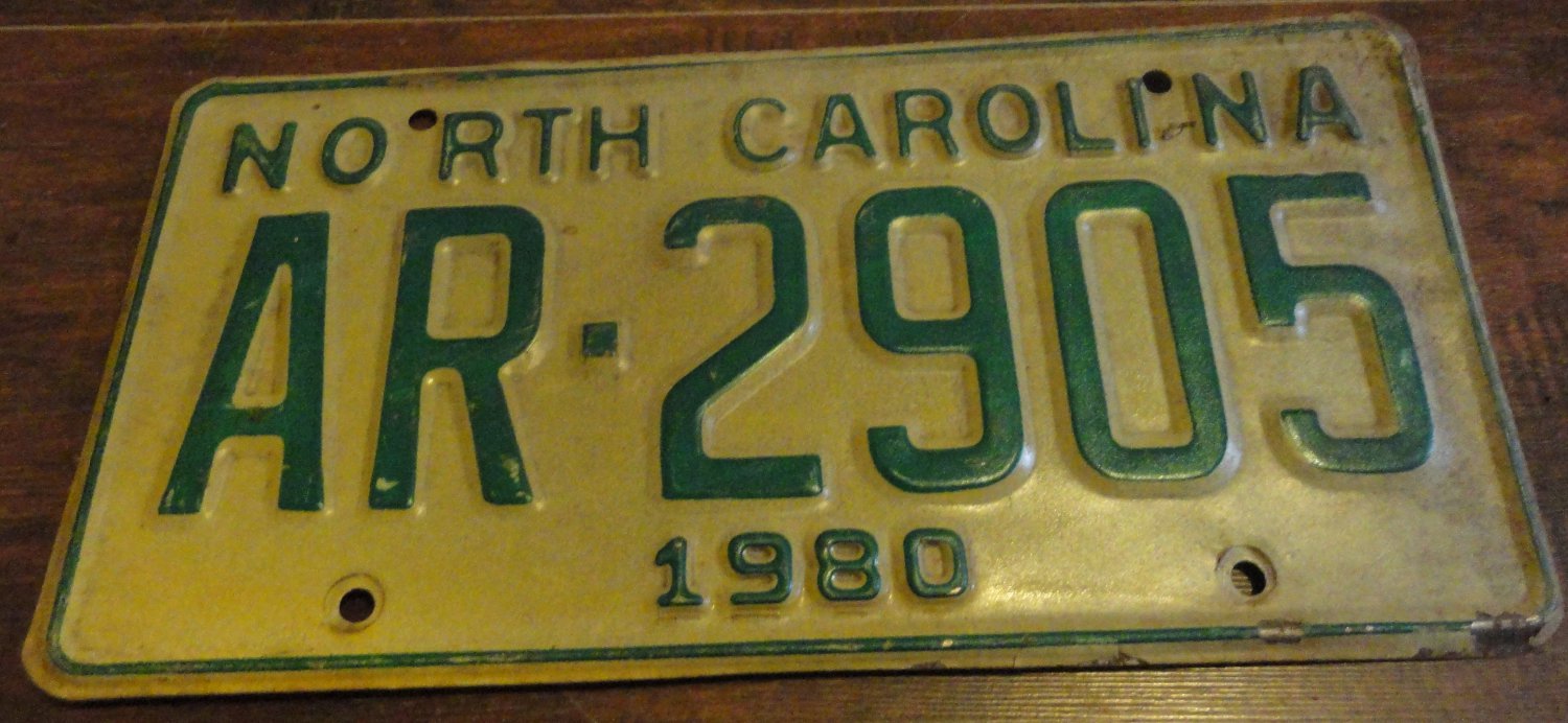 1980 AR 2905 North Carolina license plate