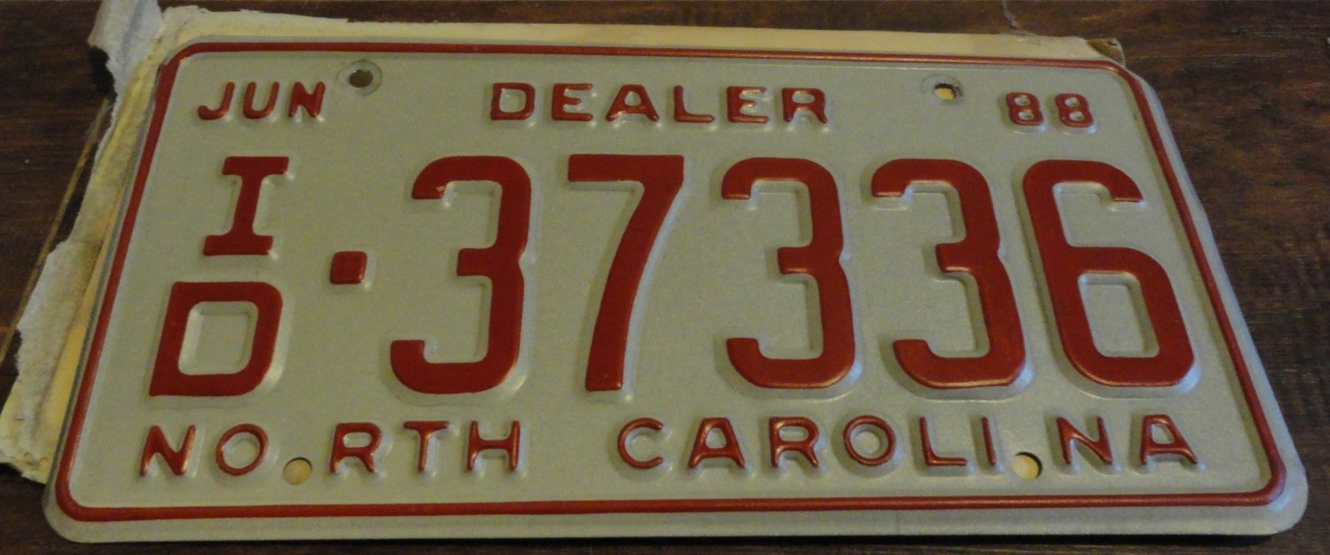 1988 ID 37336 North Carolina dealer license plate