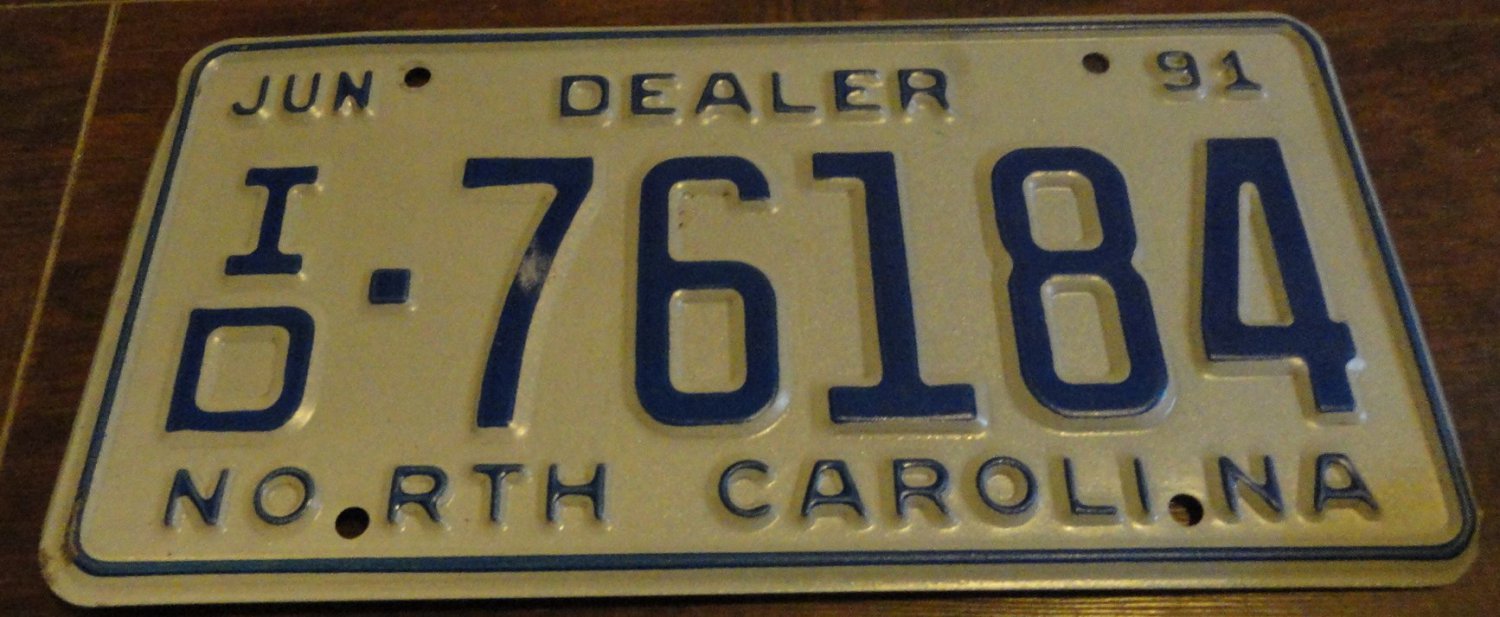1991 ID 76184 North Carolina dealer license plate