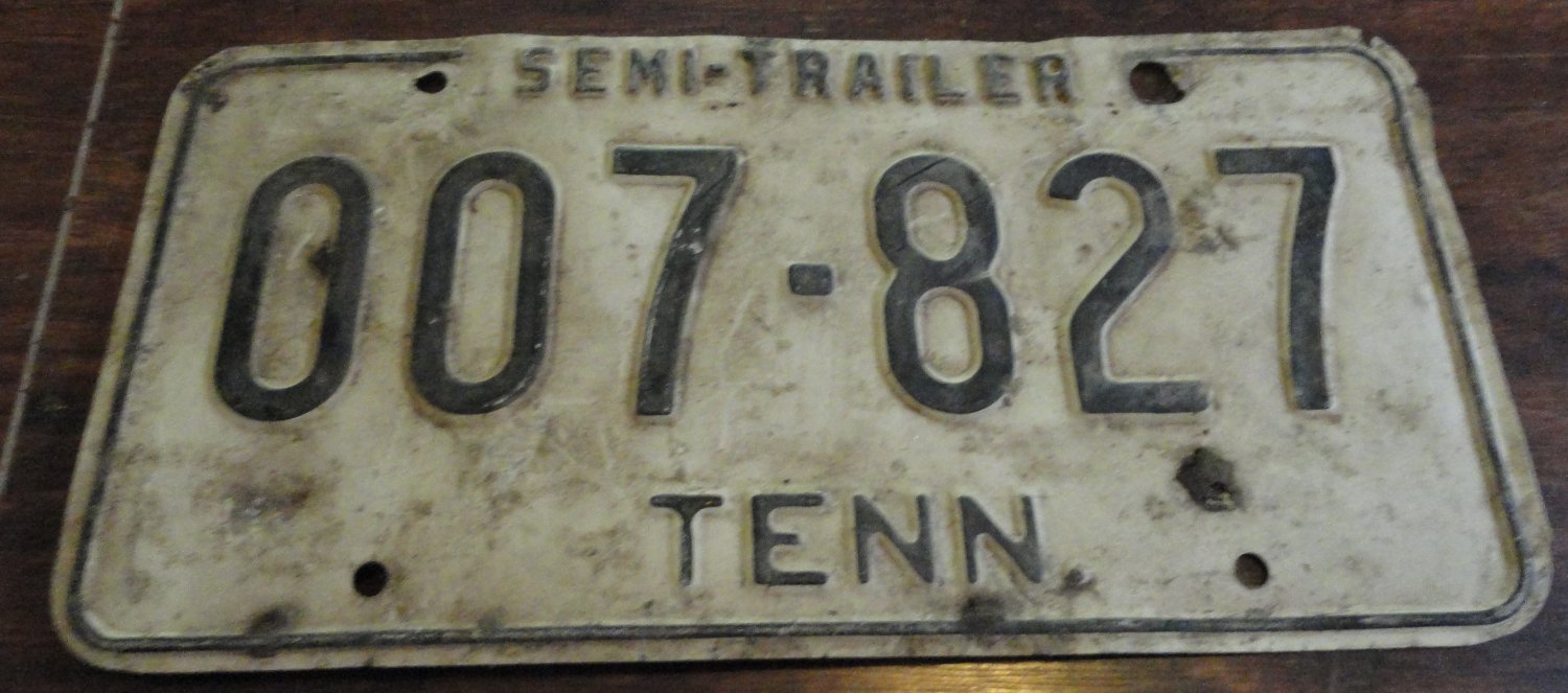 Tennessee semi trailer license plate 007 827