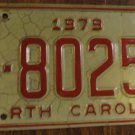 1979 J 80255 North Carolina license plate with August 1985 sticker