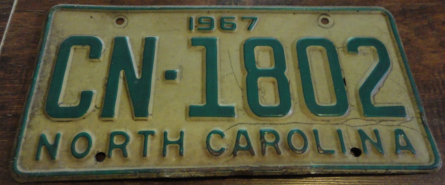 1967 CN 1802 North Carolina license plate