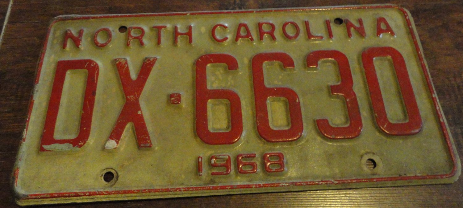 1968 DX 6630 North Carolina license plate