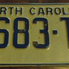 1972 7683 TJ North Carolina passenger truck license plate