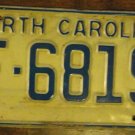 1972 North Carolina license plate F 6819