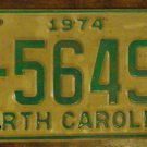 1974 North Carolina license plate D 56492